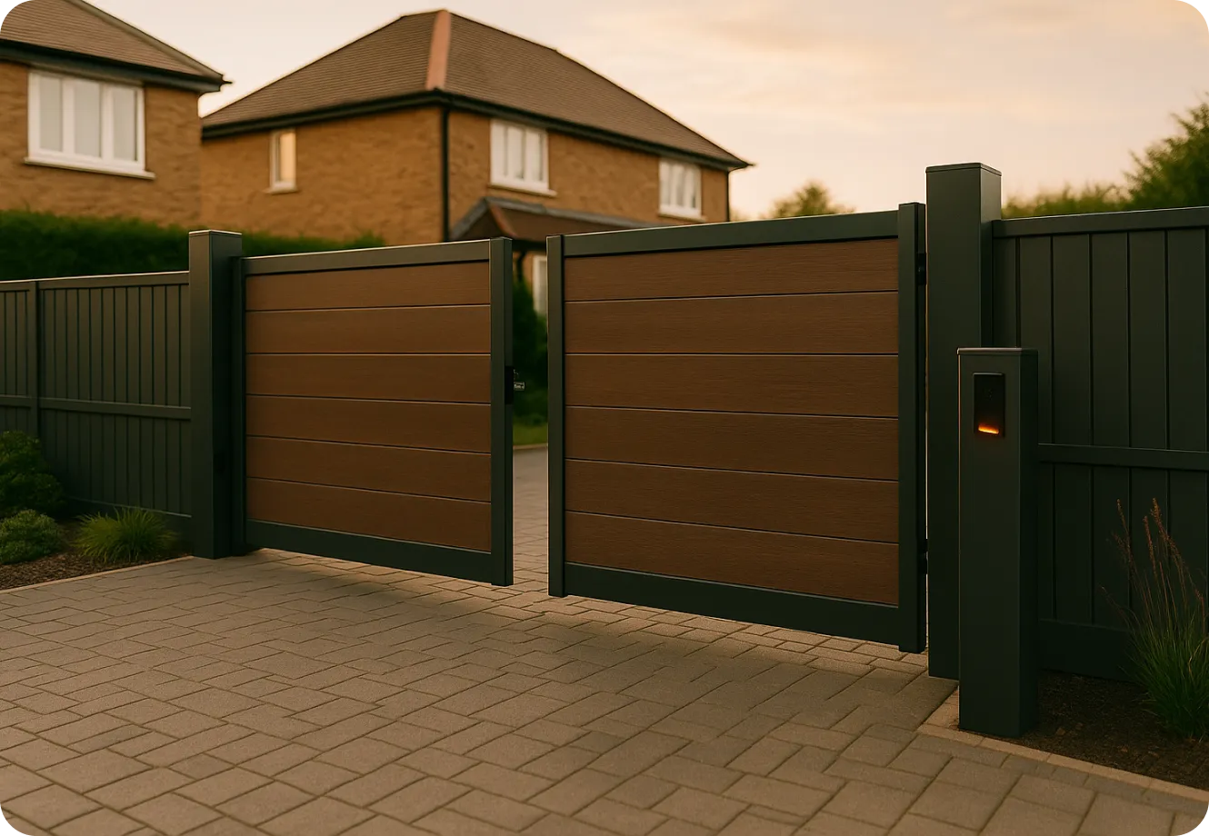 automatic wooden driveway gates