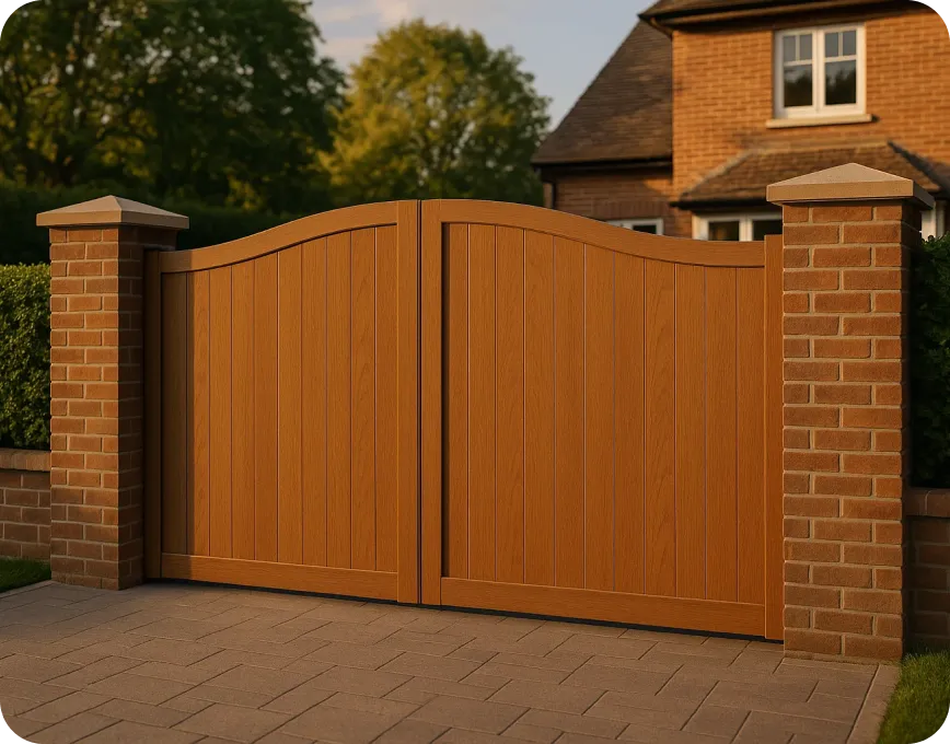 traditional style electric composite driveway gates