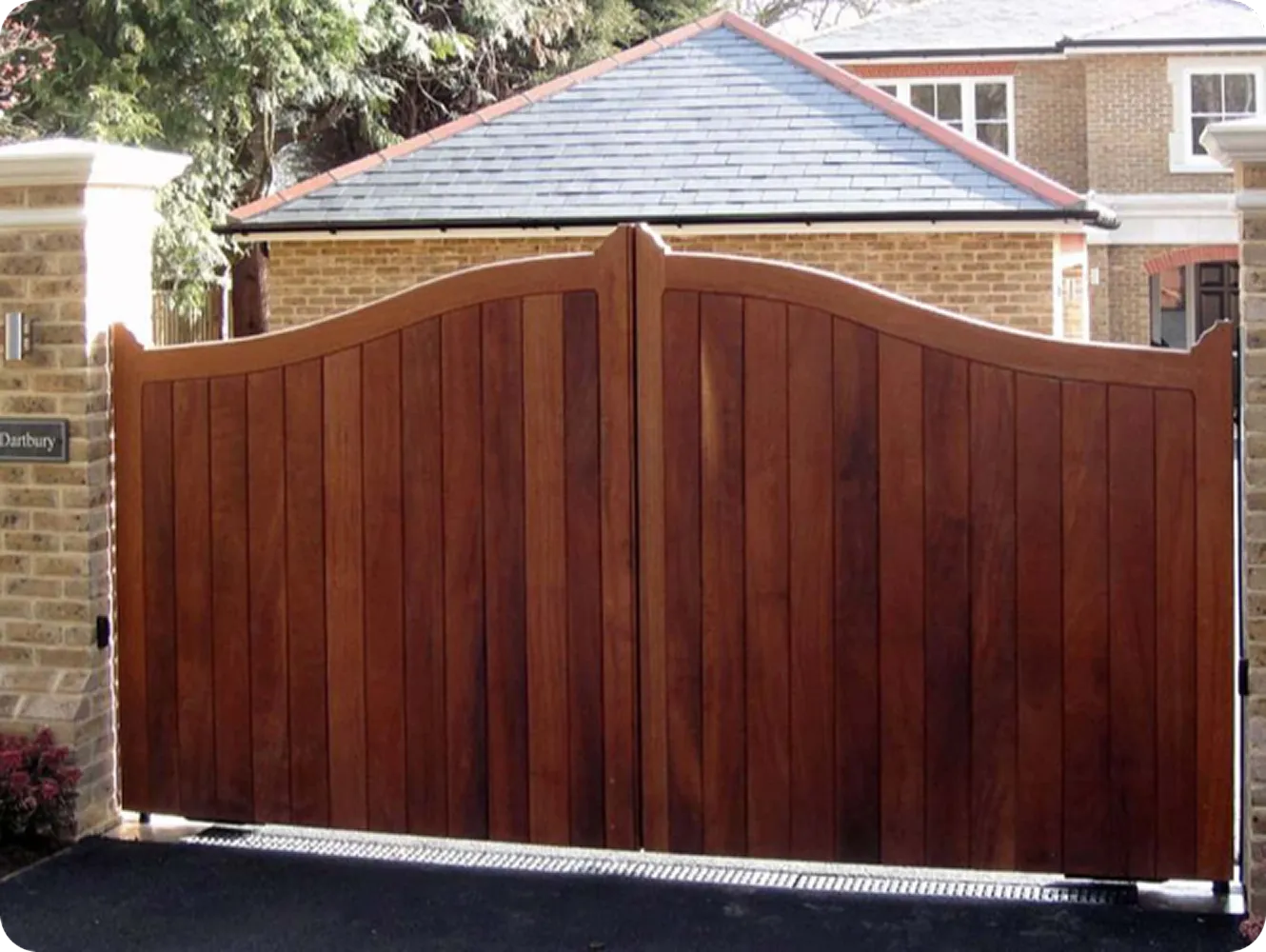 residential wooden driveway gates