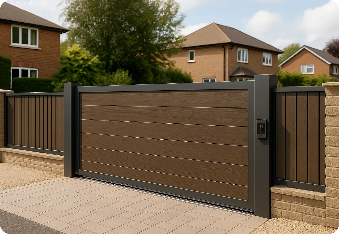 electric sliding composite driveway gates