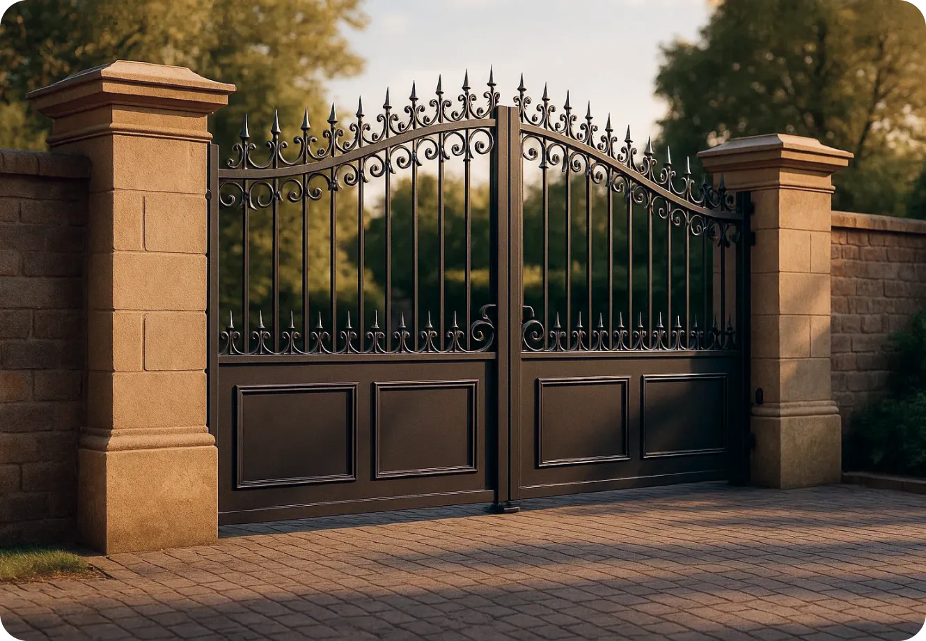 electric swing steel driveway gates