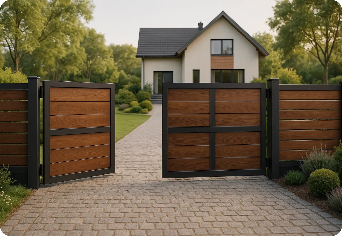 electric swing wooden driveway gates