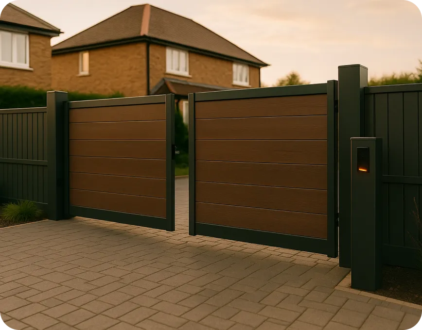 electric automatic wooden driveway gates