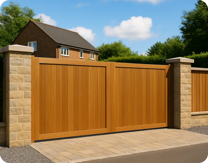 electric wooden driveway privacy gates