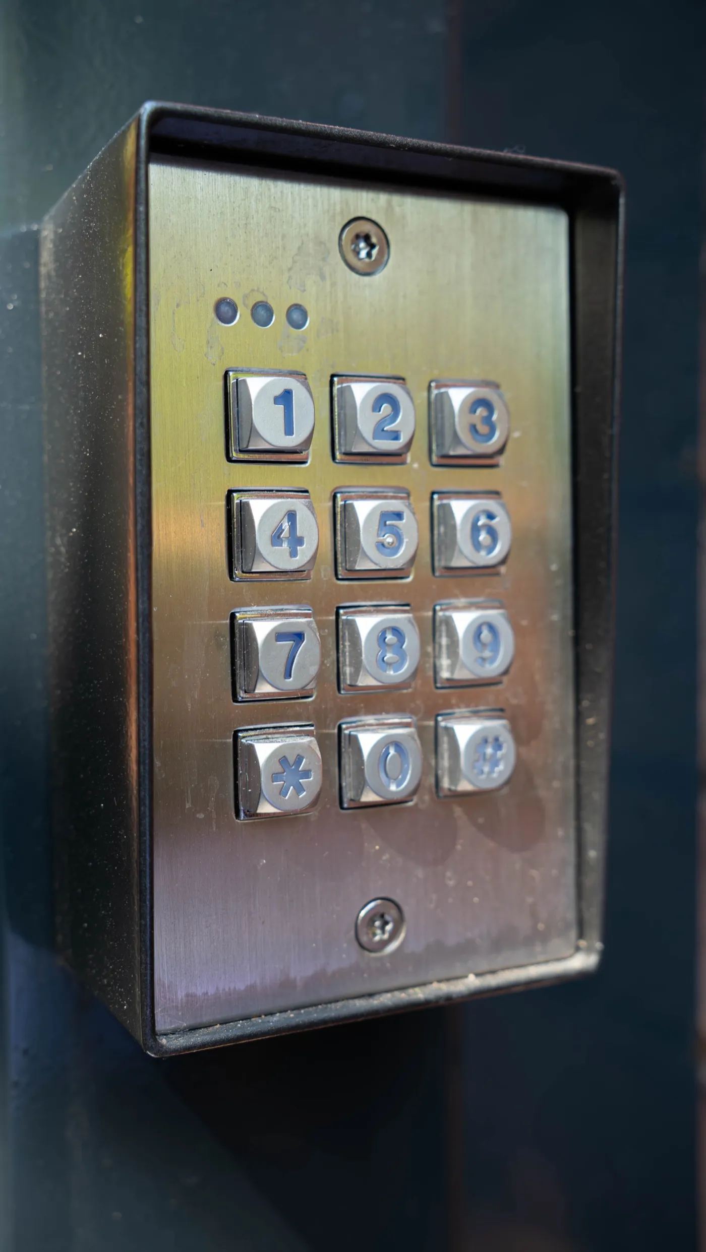 Stainless keypad entry on the aluminium gate, Solihull