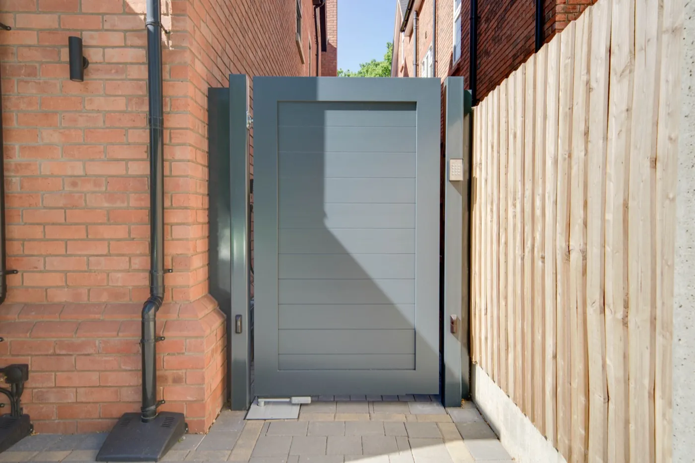 Matching anthracite aluminium pedestrian gate, Solihull